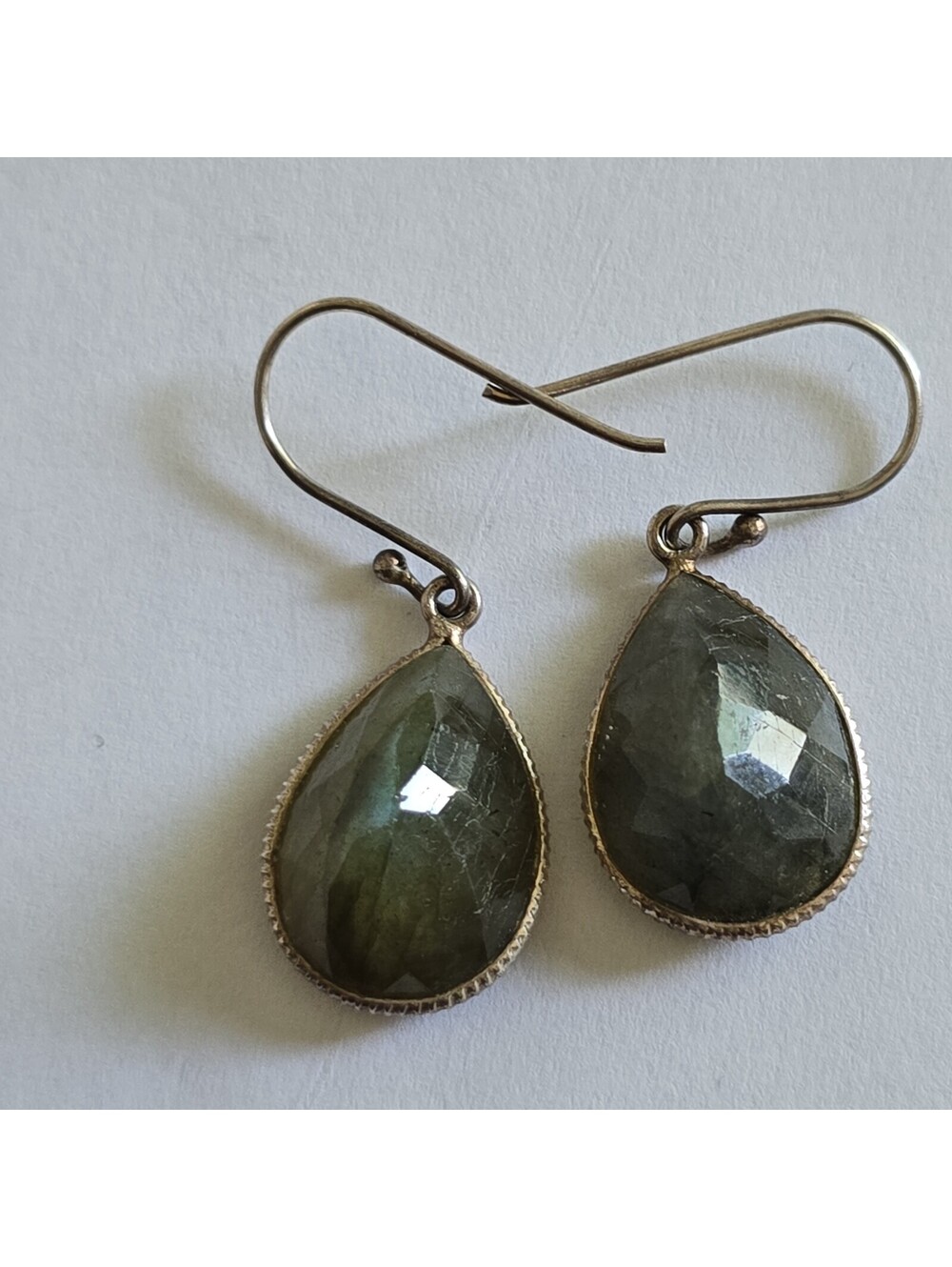 Silver Labradorite Dangle Earrings - Picture 5 of 10